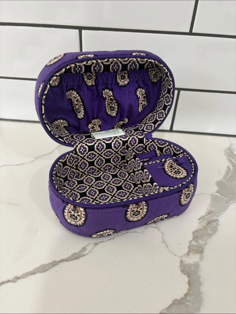 Vera Bradley Purple Paisley Quilted Jewelry Travel Hard Case